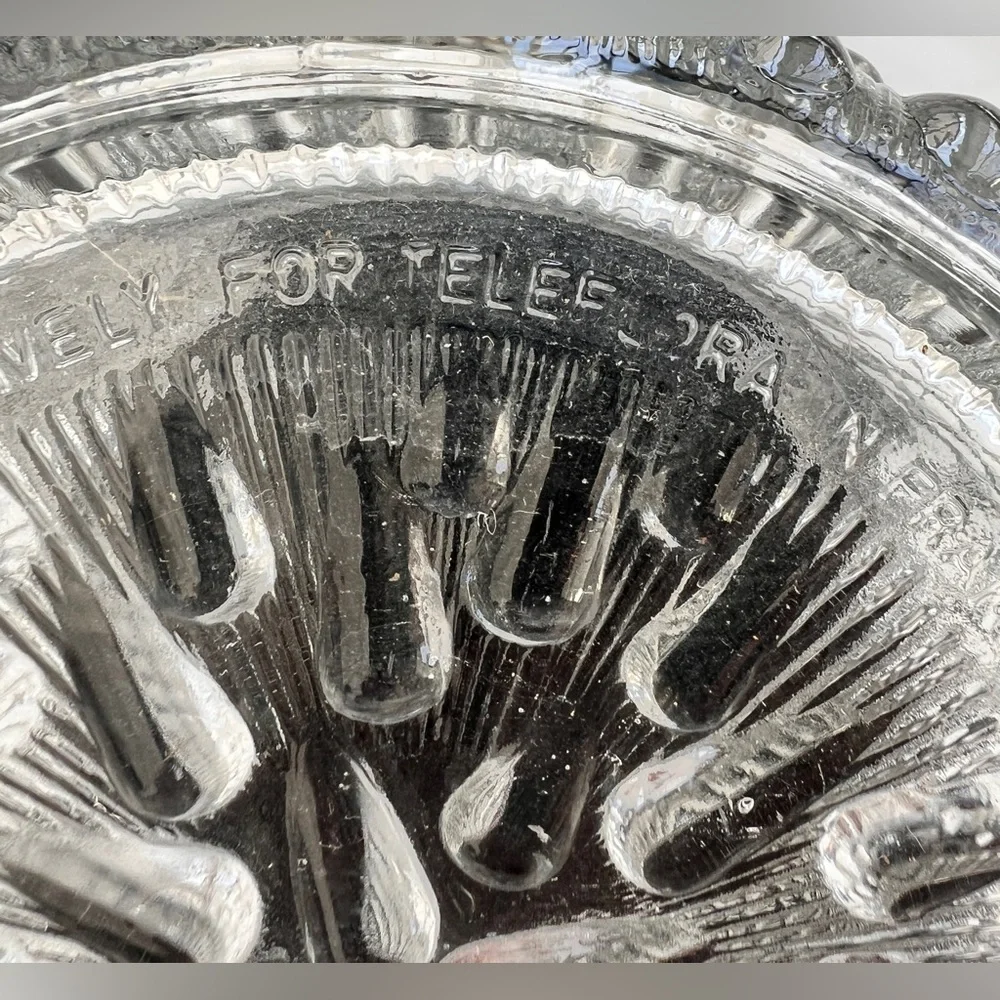 French Teleflora Mini Ice Bucket Textured Raindrop Crystal Glass with Handle 60s